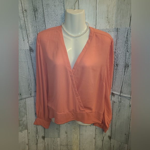 New York & Company Tops - New York & Company Peach Wrap Blouse